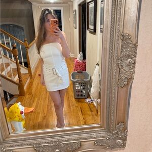 Superdown White Strapless Mini Dress